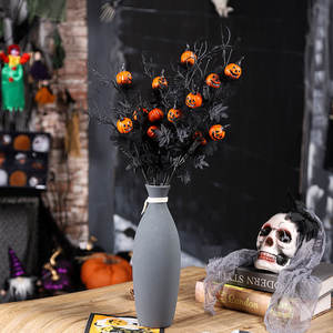 Black Scary Pumpkin Arrangement <b>Bouquet</b> for Halloween Interior Decoration - Product Image 2