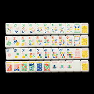 Mahjong de Lujo de 4 Capas de Acrílico, Estilo Americano y Europeo, Mini, Portátil, para 4 Jugadores, con Diseño Floral, Entretenimiento - Product Image 2