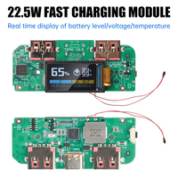 Module de charge rapide PD QC pour batterie au lithium ternaire avec affichage numérique sur carte mère de batterie externe à charge rapide Type-C 22,5 W