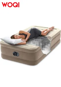Colchón de aire inflable WOQI Delux Ultra Plush Fiber-Tech con bomba eléctrica integrada, altura de cama de 18"