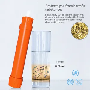 Filterwell Hollow Fiber Membrane KDF Mini Hiking Outdoor Camping Water Filter Portable Life Water Filter Straw