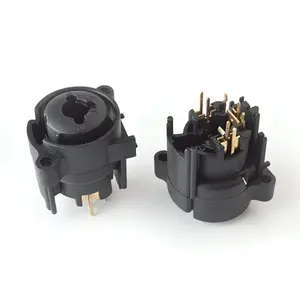 7 Pins Panel XLR Female Microphone Connector Vertical Gold Plated PCB Mount Panel Female XLR Connector