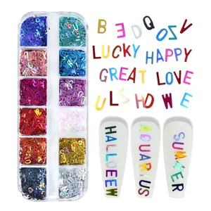 Neue 12 Slots Boxed 12 Farben digital geformte Nail Art Glitter Pailletten DIY Nagels chmuck Pailletten Nagel Dekoration Pailletten