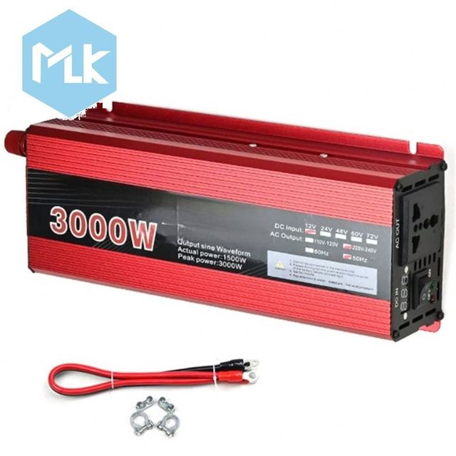 MLK Pure Sine Wave Inverter 12V/24V to AC 110V/220V 1000W 1600W 2200W 3000W Portable Power Bank Converter Solar Inverter