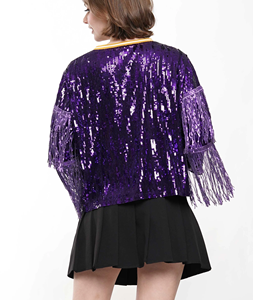 新しい到着Oネックブティックパーティークチュール女性のテネシーボランティアGamedayスパンコールジャージーTシャツドレスタッセル付き - Product Image 3