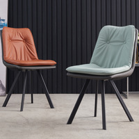 Chaise de salle à manger en cuir fendu avec dossier en PU orange et coussin anti-rayures