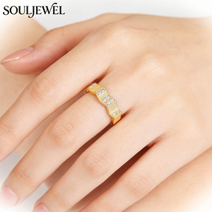 Bague de fiançailles Souljewel bohème à forme ondulée irrégulière, plaquée or 18 carats, argent 925, moissanite, sertissage invisible, alliance éternité - Product Image 1