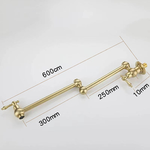 Classic Brass Single-hole Wall-mounted Pull-out Kitchen Basin Faucet Brushed Gold and <strong>Black</strong> Finish Dual Handle Foldable <strong>Taps</strong> - Product Image 6