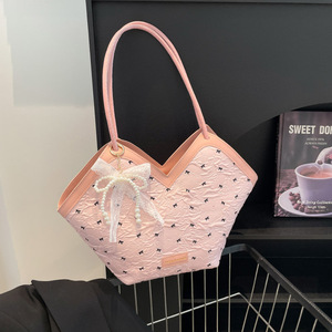 <span class=keywords><strong>Sac</strong></span> <span class=keywords><strong>fourre</strong></span>-<span class=keywords><strong>tout</strong></span> imprimé grande capacité pour <span class=keywords><strong>femme</strong></span>, collection été 2026, avec nœud décoratif en dentelle, <span class=keywords><strong>sac</strong></span> à main en cuir PU, <span class=keywords><strong>sac</strong></span> à bandoulière - Product Image 2