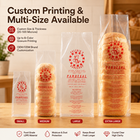 Sacs d'emballage pour pain en plastique LDPE transparent de qualité alimentaire avec impression de logo personnalisée, sacs à soufflets latéraux pour supermarchés