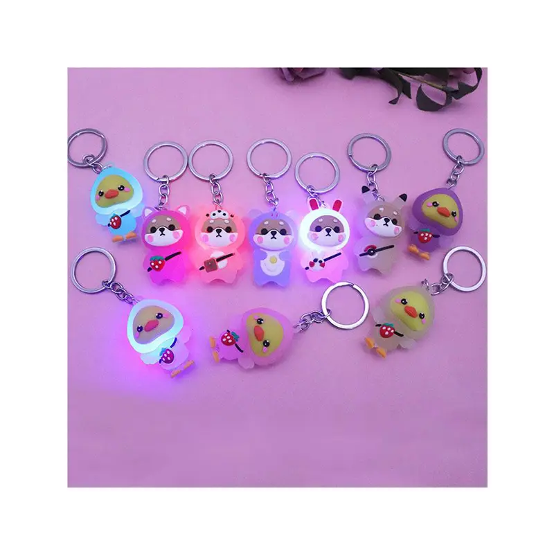New PVC Soft Rubber Frosted Luminous Keychain Cute Little Shiba Inu Key Pendant Small Gifts For Girls And Children