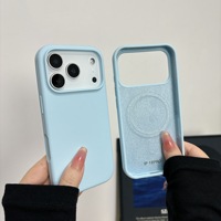 Coque de téléphone magnétique en silicone liquide couleur unie pour iPhone 14 15 16 17 18 Pro Max, coque souple en silicone