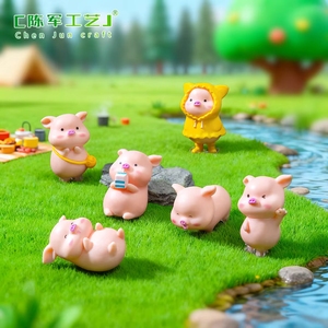 Figurine de cochon mignon en tissu jaune Weij Landscape, accessoires de décoration de scène DIY, petit ornement de bureau - Product Image 1
