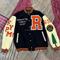 Chaqueta de Invierno para Hombre con Logotipo, Chaqueta de Exterior con Logotipo Personalizado, Chaqueta Varsity con Mangas de Cuero para Hombre
