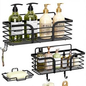 Organisateur de douche, porte-savon, crochets, étagères de douche antirouille, <span class=keywords><strong>sans</strong></span> perçage, rangement de salle de bain, montage mural - Product Image 1