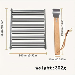 Rodillo para Hot Dogs, Herramienta para Asar Salchichas con Mango de Madera Extra Largo, Rodillo de Acero Inoxidable para Salchichas, Accesorios para Parrilla - Product Image 6