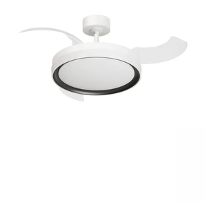 Ventilateur de plafond LED 36 pouces, corps métallique moderne avec abat-jour en acrylique, pales rétractables et pliables, télécommande pour la maison et le bureau - Product Image 1