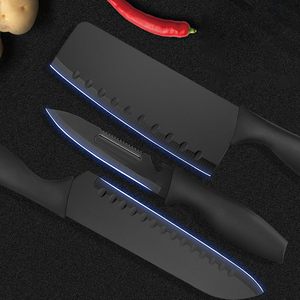 Ensemble de 6 couteaux de cuisine noirs avec planche à découper, ciseaux et éplucheur pour la cuisine - Product Image 2