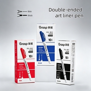 <span class=keywords><strong>Set</strong></span> Professionale di 10 <span class=keywords><strong>Pennarelli</strong></span> a Olio a Doppia Punta con 3 Colori Selezionabili per Marcatura, Disegno e Contorno - Product Image 2