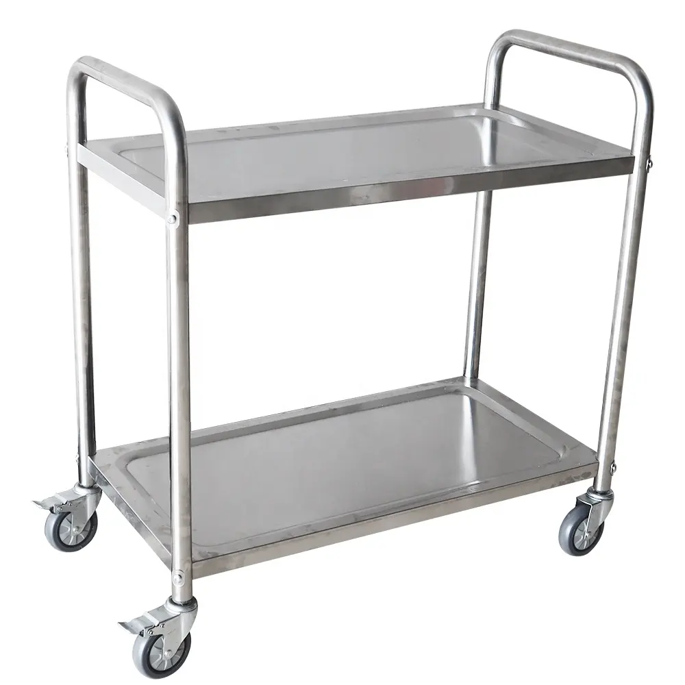 Two-Tier Stainless Steel Cutlery Dining Serving Cart Household Drinks Trolley Dining Cart