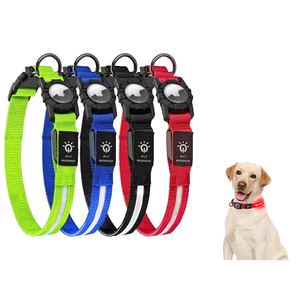 Verstelbare Led Lampjes Oplaadbare Usb Lichtgevende Kraag Voor Huisdieren Waterdichte Gloeiende Nylon Airtag Case Met Effen Patroon Linten - Product Image 1