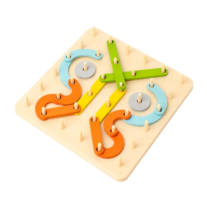 Houten Verscheidenheid Creatieve Pegboard Puzzel Jonge Kinderen Educatieve Geometrische Vorm Pairing Puzzel Vroege Leermiddelen