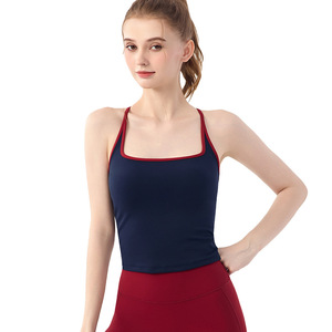 CJ-Women's Active Compression Comfort Square Neck Tank Tops Haut de sport <span class=keywords><strong>bicolore</strong></span> à contrôle de rebond - Product Image 4