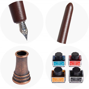 Nuova confezione di legno Set di penne da regalo con <span class=keywords><strong>pennino</strong></span> dorato nero <span class=keywords><strong>inchiostro</strong></span> e 11 pennini calligrafia Set di penne - Product Image 6