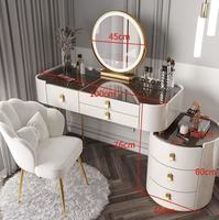 Coiffeuse de luxe blanche avec miroir éclairé et chaise pour chambre ou hôtel – Idéale pour le maquillage et les salles de bain