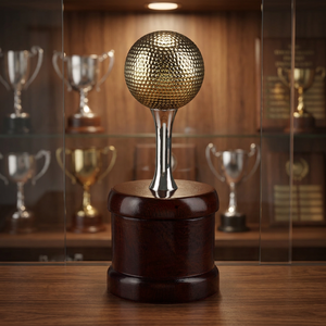 Trofeo de Golf Portátil Hecho a Mano en Latón Plateado, Recuerdo - Product Image 3