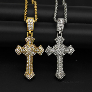 Collar con Colgante de Cruz de Acero Inoxidable 316L, Chapado en Oro de 18K con Micro Pavé de Circonitas, Antideslustre, Joyería Religiosa Vintage - Product Image 5