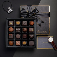 Boîte en papier pour chocolat de qualité supérieure avec logo personnalisé, écologique, recyclable, base rigide, couvercle, emballage recyclé, laminage brillant, gaufrage