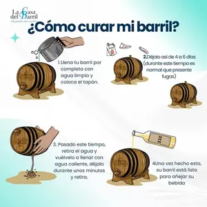 Barril de Roble Blanco de 5 Litros, Semitorneado, para Licores, con Soporte y Tapón, para Alimentos y Bebidas - Product Image 6