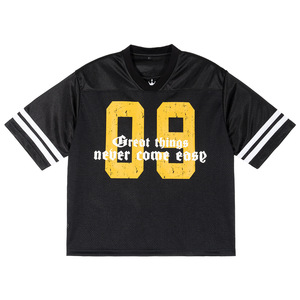 Custom voetbal mesh crew neck korte mouwen ademend zomer losse bedrukte casual sport T-shirt met teamnummers - Product Image 6