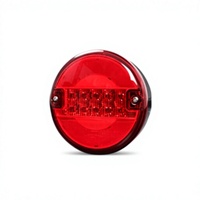 Feux de camion 12-24V LED rouges clignotants, feux de signalisation, feux arrière ronds de 55 pouces