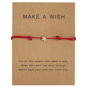 Rinhoo Star Charm Cuerda de cera minimalista Pulsera de Amistad ajustable <span class=keywords><strong>Make</strong></span> A Wish Tarjeta de felicitación Joyería hecha a mano - Product Image 5
