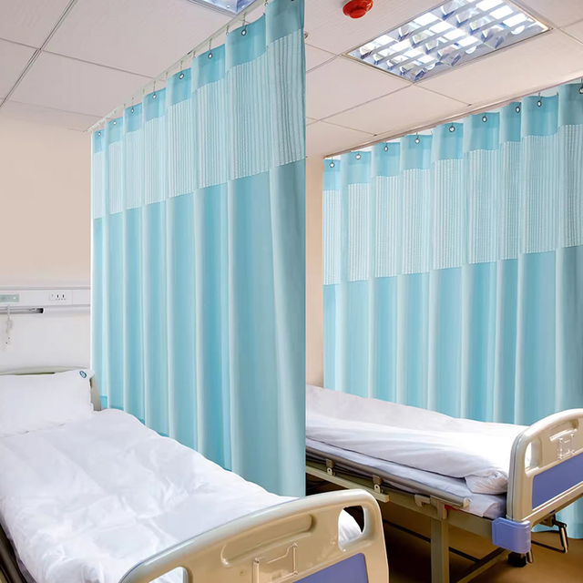 Hospital Curtain 100% Polyester Flame Retardant Antimicrobial Privacy Partition for ICU Ward Patient Room Custom Supply