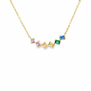 Collier vintage OEM personnalisé à maillons en or 18 carats pour femmes, design de luxe pour mariage, cristal naturel cubique coloré - Product Image 1