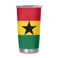 Gobelet isotherme en acier inoxydable de 20 oz, personnalisé avec le drapeau du Ghana, pour le bureau, la maison, les boissons quotidiennes et les courts voyages, cadeau de vacances