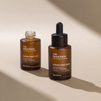 Emballage cosmétique en bambou Bouteille en bambou en verre ambré givré Flacon compte-gouttes en bois brun foncé noir Bouteilles de sérum écologique avec boîte