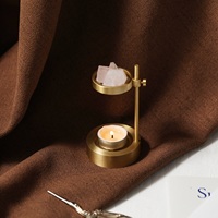 Brûleur à cire en laiton, diffuseur d'arômes de luxe réglable pour huiles essentielles, brûleur à huile parfumée pour bougie chauffe-plat, pour la décoration intérieure