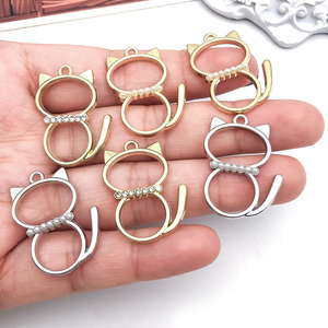 จี้รูปแมว ทอง เงิน มุก พลอยเทียม อุปกรณ์ทำเครื่องประดับ DIY สำหรับสร้อยข้อมือ สร้อยคอ 1 ชิ้น - Product Image 2
