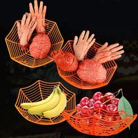 Bols à nourriture en toile d'araignée pour Halloween, panier à bonbons et à fruits en plastique avec un design en toile d'araignée pour les fêtes de bonbons ou de farces des enfants