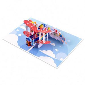 การ์ดวันเกิดรูปบอลลูนและเครื่องบินทำมือแบบ 3 มิติจากกระดาษ - Product Image 4