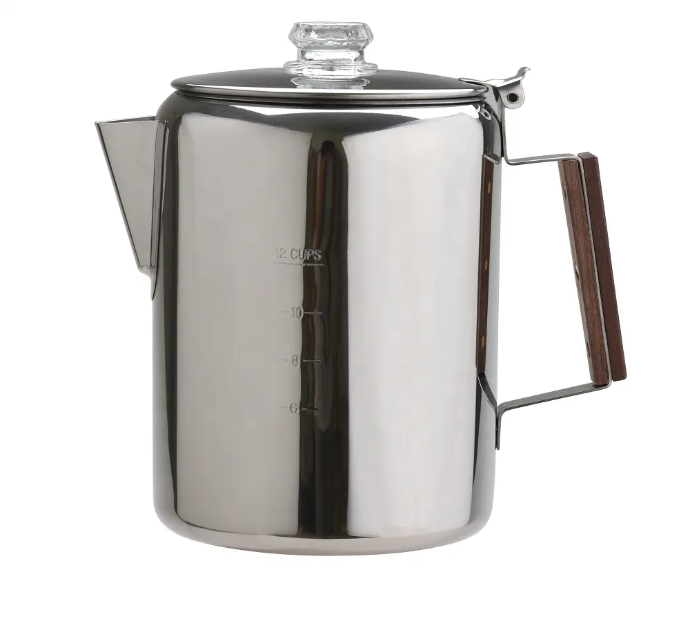 Percolator Coffee Maker Pot 9 Cups Stainless Steel Material Brew Coffee On Fire Grill or Stovetop for Camping