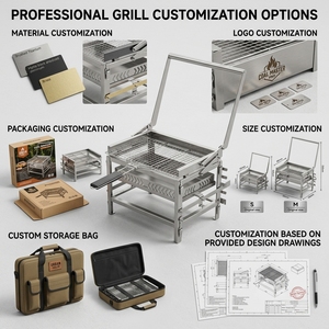 Griglie BBQ Portatili Pieghevoli per Esterni, <span class=keywords><strong>Barbecue</strong></span> <span class=keywords><strong>a</strong></span> Carbone in Acciaio Inox 304, Regolabili per Spiaggia, Feste e Eventi Gastronomici - Product Image 3