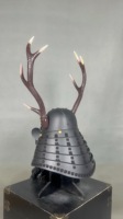 Casque de samouraï en métal Kabuto, design imitant les bois de cerf, avec masque Menpo, taille adulte, pour fêtes à thème et expositions