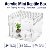 Mini-terrarium en acrylique pour reptiles, petit enclos de présentation, habitat ventilé avec porte frontale, usiné CNC et percé