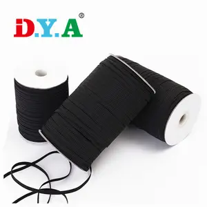 Stock all'ingrosso di fabbrica prezzo economico in bianco e nero piatto 3mm 6mm 8mm 10mm fascia elastica intrecciata lavorata a maglia per indumento