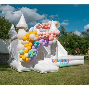 Château plein d'entrain sautant gonflable de maison de rebond de mariage blanc avec la glissière - Product Image 3